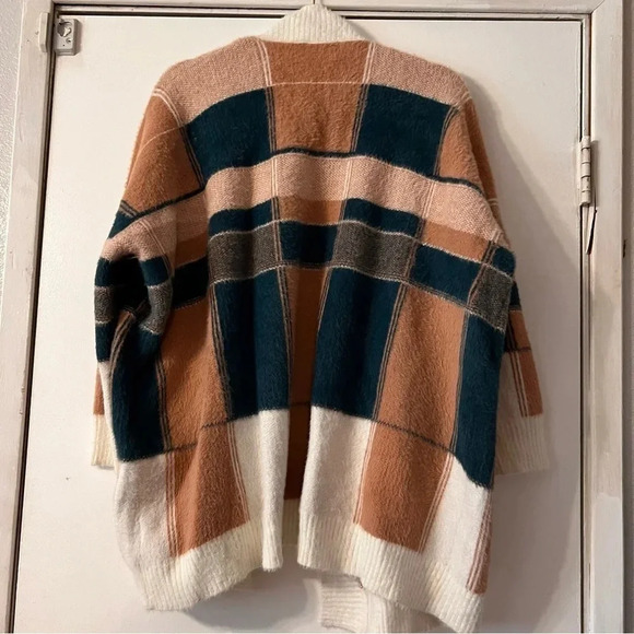 Dreamers Colorblock Cardigan Blush Pink Green Cozy Open Front Sweater M L Boho - Picture 4 of 9